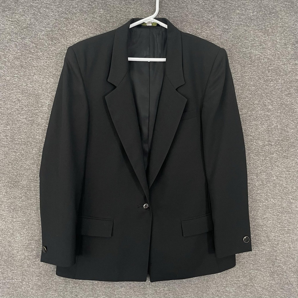 Orvis Blazer Womens 10 Black One Button Lined Tailored Work Jacket Made USA